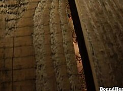 Lesbian slave watches mistress finger pussy to wild orgasm in bondage