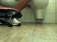 Spy Cam Secretly Captures Friend's Furious Bathroom Jerk Off And Massive Orgasm