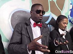 petite teen sucks massive black cocks in blowbang but can she handle the bukkake facial finish?