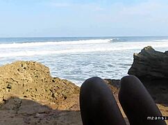 young black couple bangs wet pussy on beach vacation