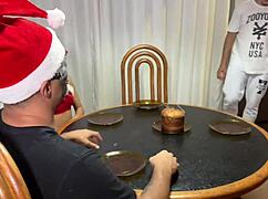 damn, sexo na ceia de natal was wild with friends choking on big cocks, deepthroating in the bathroom like total swingers