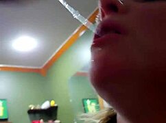 watch wife gulp cock quick then get pounded hard for juicy creampie payoff!