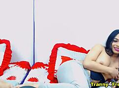 gorgeous shemale dayamhotts strokes cock outdoor bareback doggystyle tease