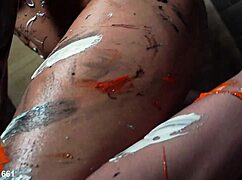 omg my youtube shower show with this busty babe's fake tits in body paint is so erotic 😍