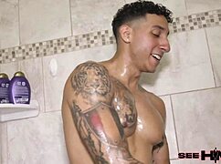 Sasha tatcha teases Ronaldo by sucking his toes then rides him cowgirl with her skinny body oiled up