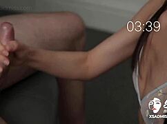 handjob from sadmiss... she helps her asian lover cum all over her small tits face