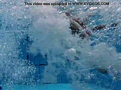 russian teen anna netrebko teases wet in bikini underwater pool swim