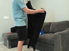 stepdaughter's cheerleader bff in uniform sneaks over and seduces me into fucking her shaved milf pussy - stella's cheating e24