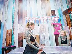 oh man these big dicks destroy our inked couple in sloppy anal foursome... merry's tatted up good