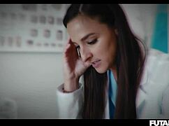 three futa babes turn into shemales for double blowjob threesome