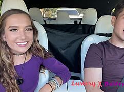 Sassy 18yo Brunette Teen Rides Cock on Road Trip Then Kneels for Thick Facial Finish - Lustery