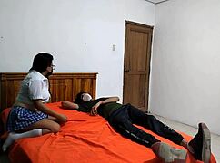 my horny latina cousin student masturbates her fat pussy in uniform