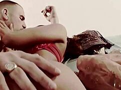 Brunette babe climaxes dreaming of lesbian heels action