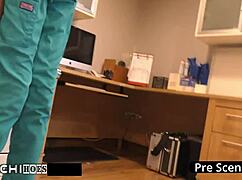 Night shift desperation: Nurse Jewel masturbates to orgasm with dildo backstage