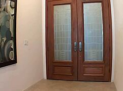 sexy leather milf mommy in fishnets fingers ass and deepthroats in lesbian bed romp 👠💦