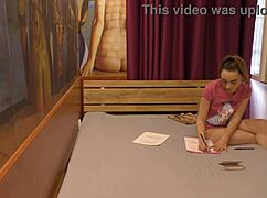 Hot petite 18+ alice flashes shaved tight pussy and naked ass in tshirt only!