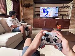 Redhead milf begs foreign friend bareback creampie her huge tits pussy!