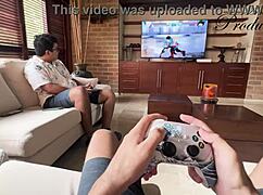 Redhead milf begs foreign friend bareback creampie her huge tits pussy!