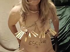 french housewife bound and teased with clamps candles dildos and dirty insults