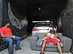 brazilians slut girlfriend fucks me hard in garage while cuck watches creampie
