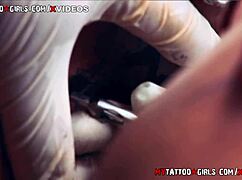 amina sky screams as her asshole gets extreme tattoo