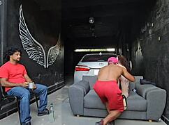 brazilians slut girlfriend fucks me hard in garage while cuck watches creampie