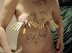 french housewife bound and teased with clamps candles dildos and dirty insults