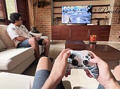 Redhead milf begs foreign friend bareback creampie her huge tits pussy!