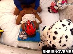 damn my tiny blonde slut friend pounds this ebony ass after game fails