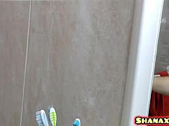 shy shanaxnow in pigtails spreads legs fingering her wet pussy close up