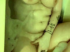 Tomboy strips wild then explodes in bathtub orgasms!!