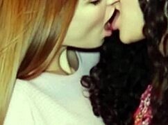 Katherine And Megan French Kiss As Sexy Lesbian Girlfriends