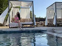 fucked this black-haired vacation slut bent over came buckets in her mouth