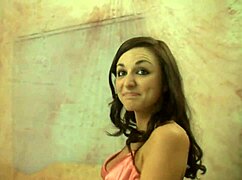 jenny welch auditions as pretty brunette pantyhose model with brown eyes