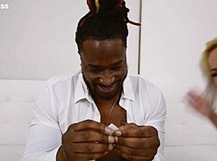 Interracial couple plays porn games blonde loses to giant black monster cock destruction