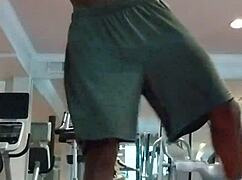 cute brunette roommate poles dances sexy in dorm showing off athletic body