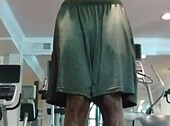 cute brunette roommate poles dances sexy in dorm showing off athletic body