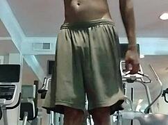 cute brunette roommate poles dances sexy in dorm showing off athletic body