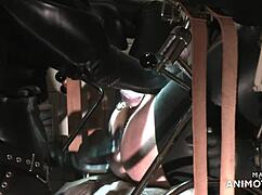 Rubbernurse Agnes Pegs Clinic Slave With Massive Meter-Long Dildo Until Ball Cream Squirts Out