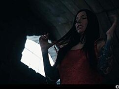 tattooed domme makes redhead her vampire slave 😈 mind control lez fuck!!