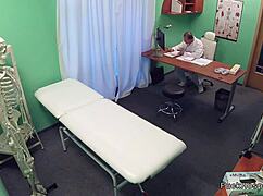 tanned brunette babe sneaks fuck with doctor in hospital... voyeur cam catches it?