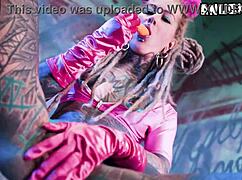 Tattooed skinny slut rams toys deep in ass and pussy for solo dp atm