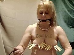 Holy Fuck, Slave Masturbates with Clips Bound!