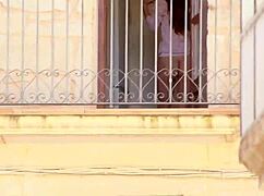 Neighbor spied on me, blackmails into lingerie strip and tit tease video!