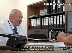 mina k's natural tits and shaved pussy tease hard in the office for that big loan seduction