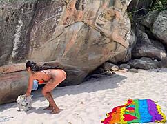 Vick's beach creampie from monster cock with crowd watching