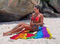 Vick's beach creampie from monster cock with crowd watching