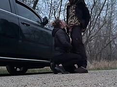kinky milf mom blows in public on new years then takes dp and vibrator toys