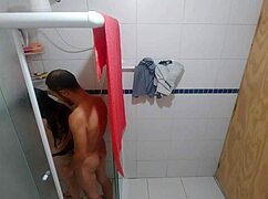 husband rams stepdaughter's big ass in bathroom