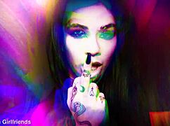 brunette goth delilah dagger in fishnets gets rough doggystyle pounding ending in hot facial cumshot